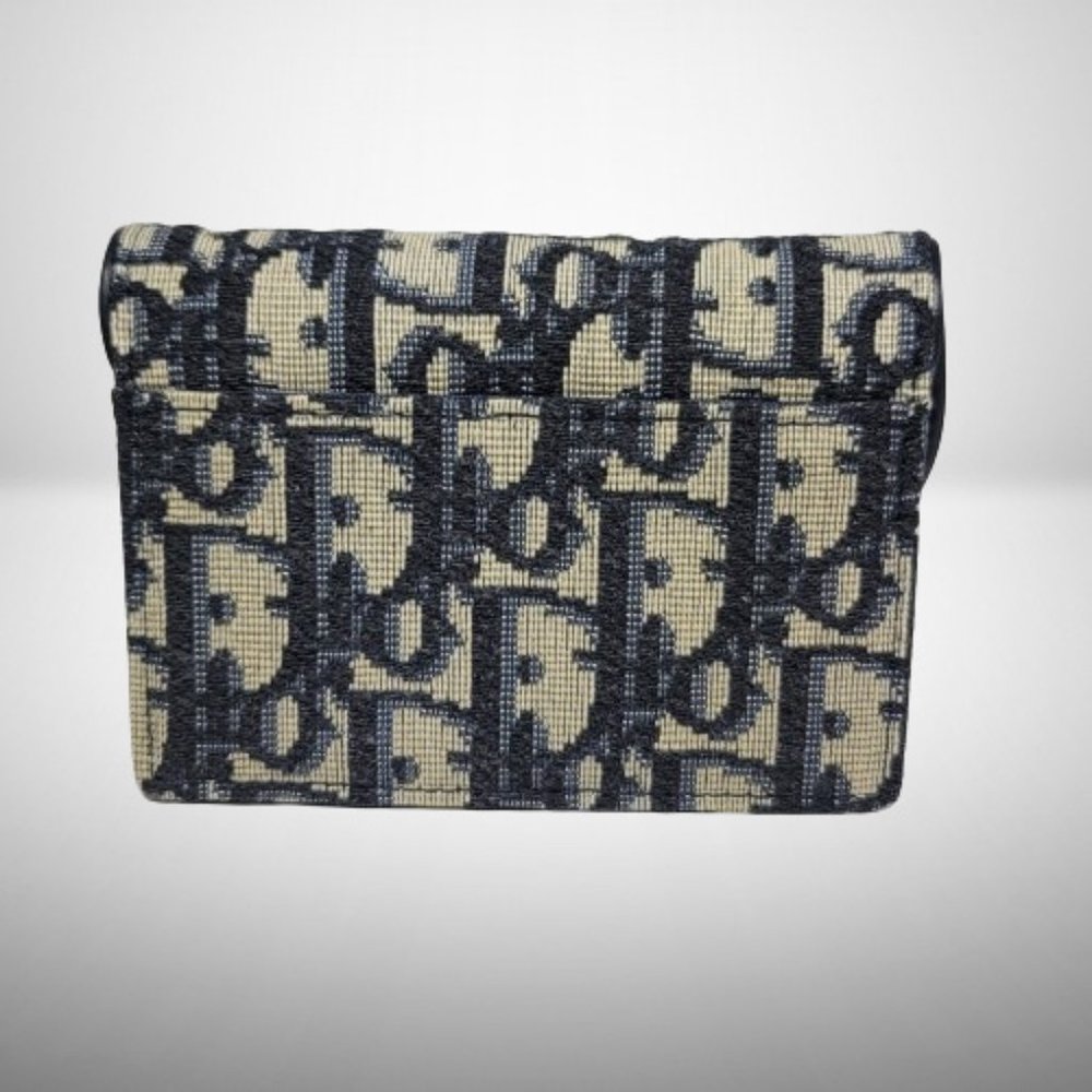 CHRISTIAN DIOR NEW SADDLE CARDHOLDER IN OBLIQUE BLUE CANVAS - Picture 5 of 10